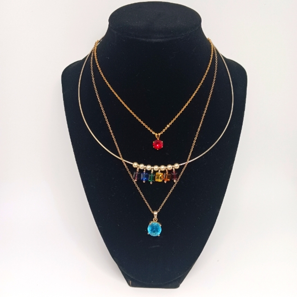 COLOR Guard- 3 Gorgeous Colorful Salvaged Necklaces